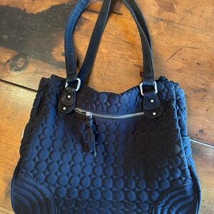 Black Vera Bradley quilted zipper shoulder tote bag